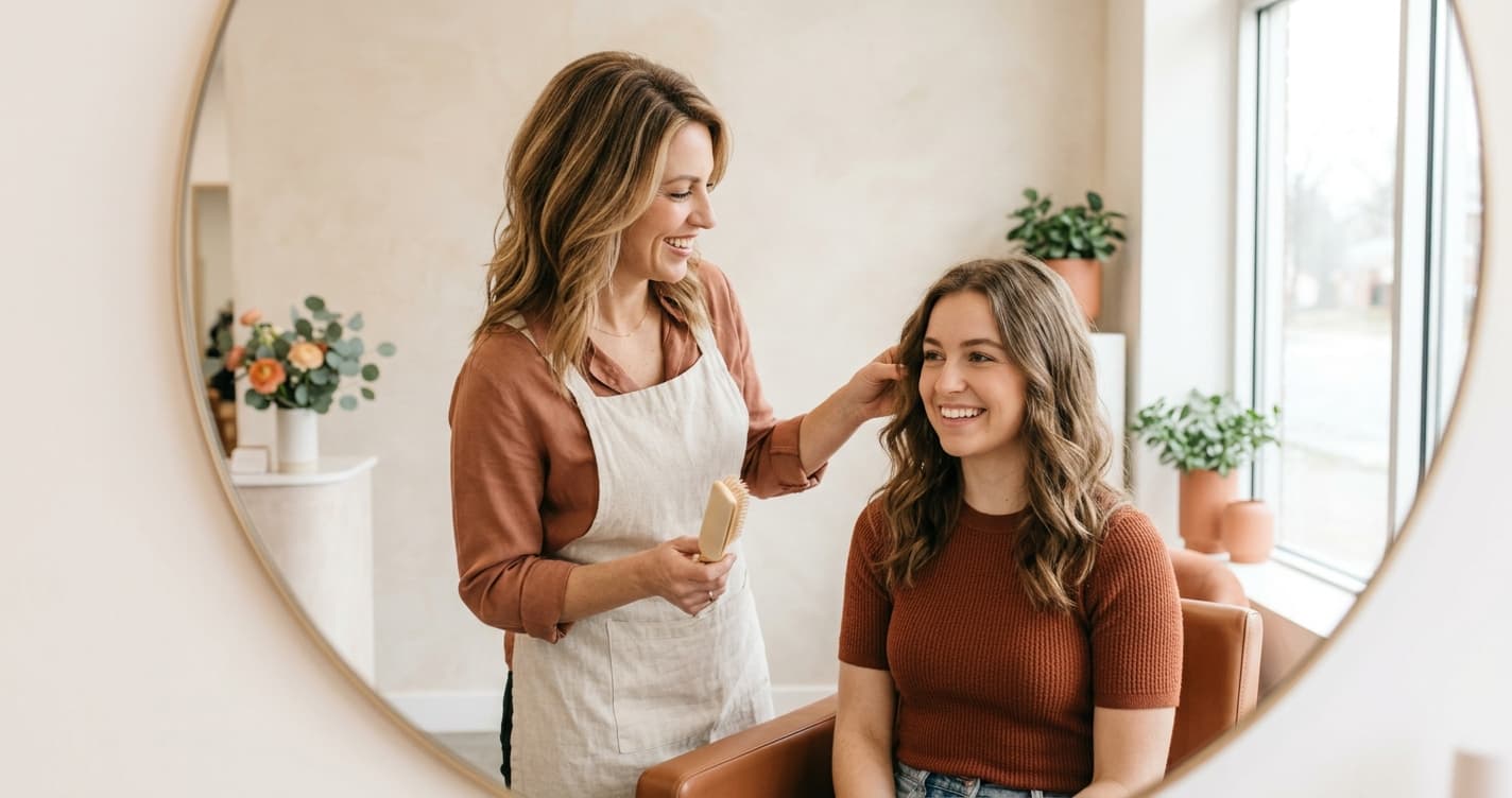 A stylist greeting a new client warmly at the start of an appointment
