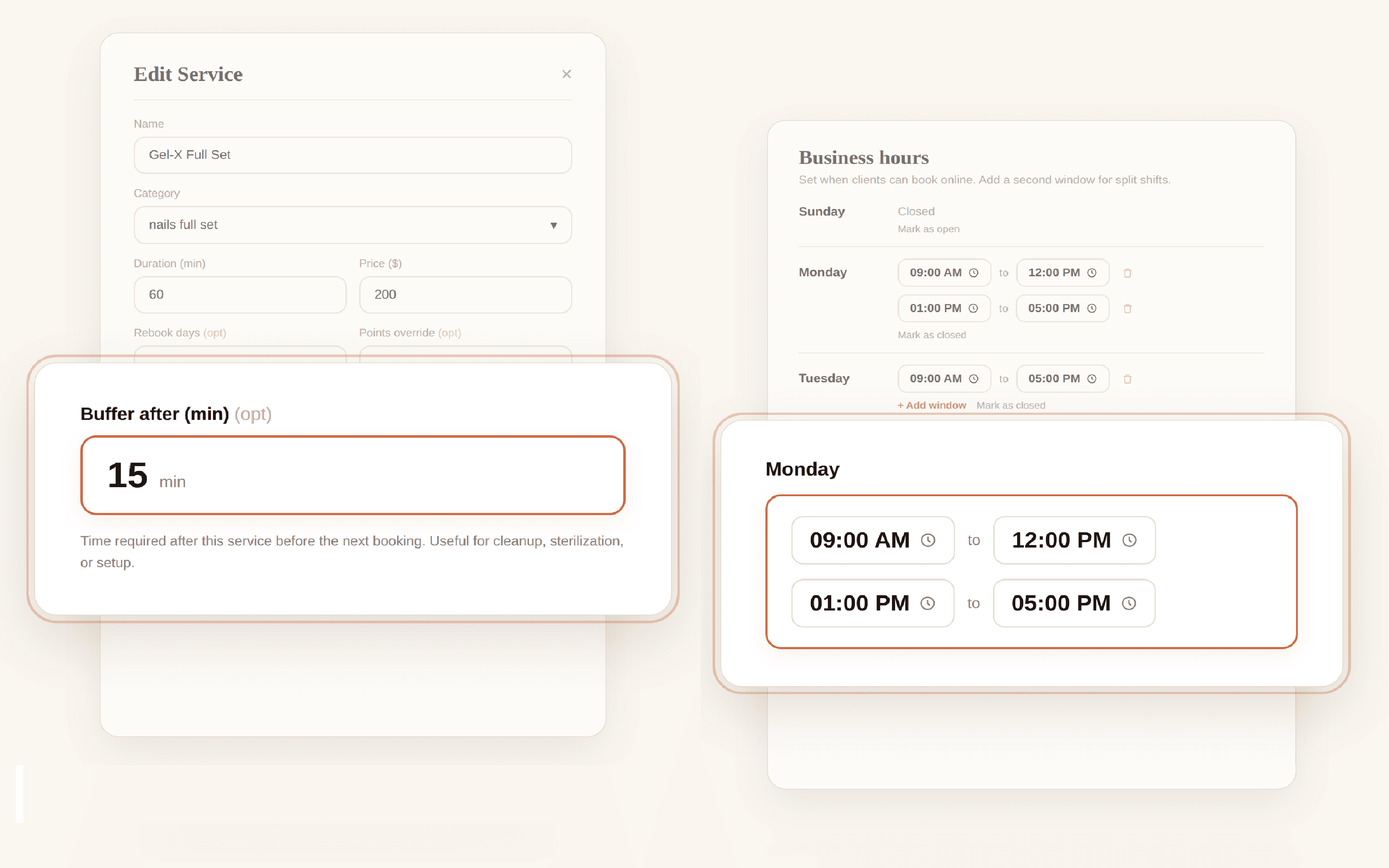 Booking flow: picking a time