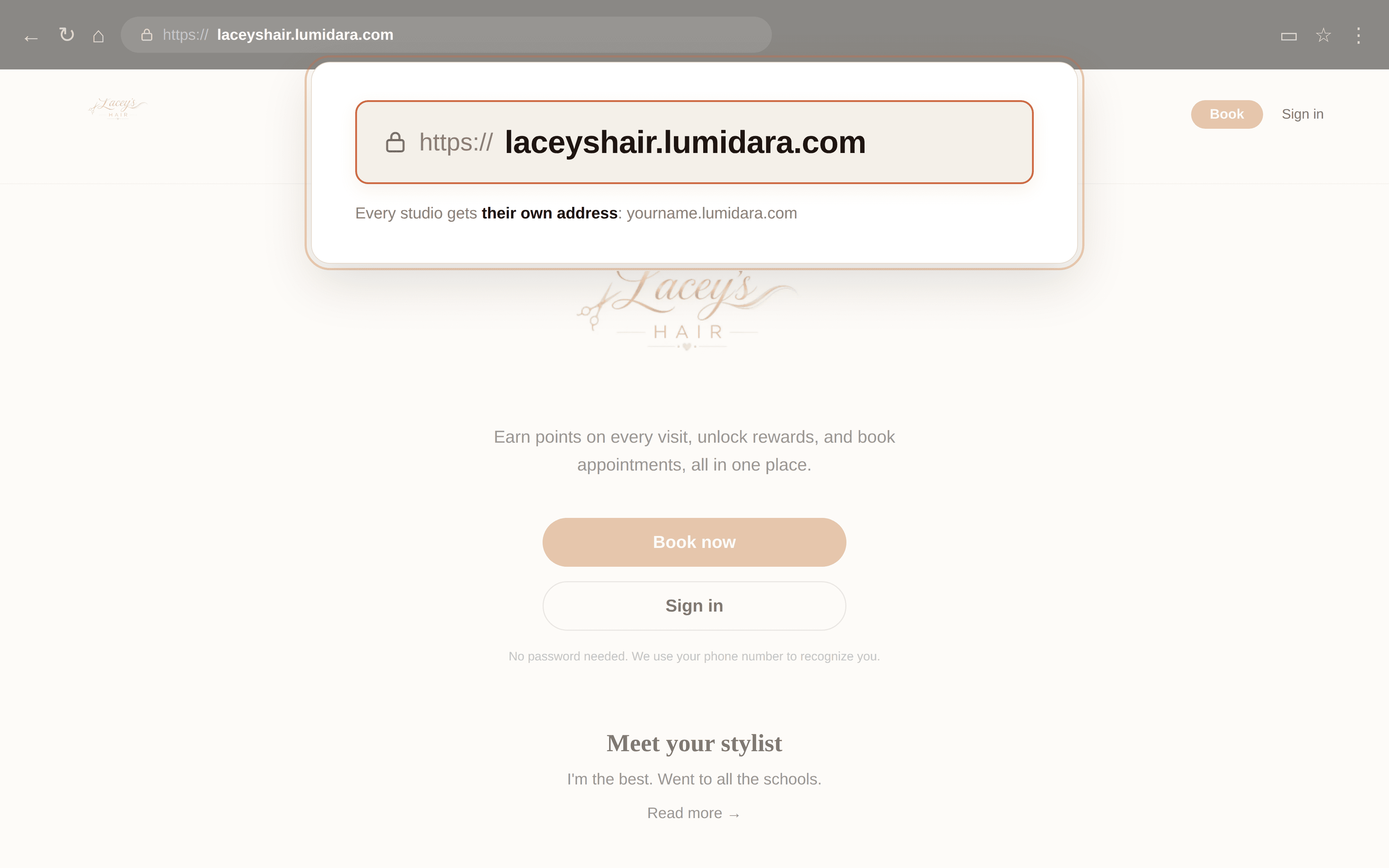 Booking site on a desktop browser