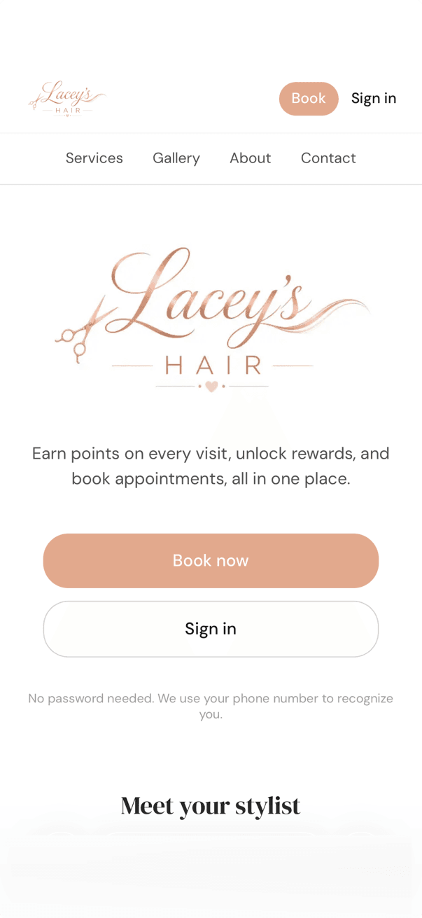 Booking site: home page