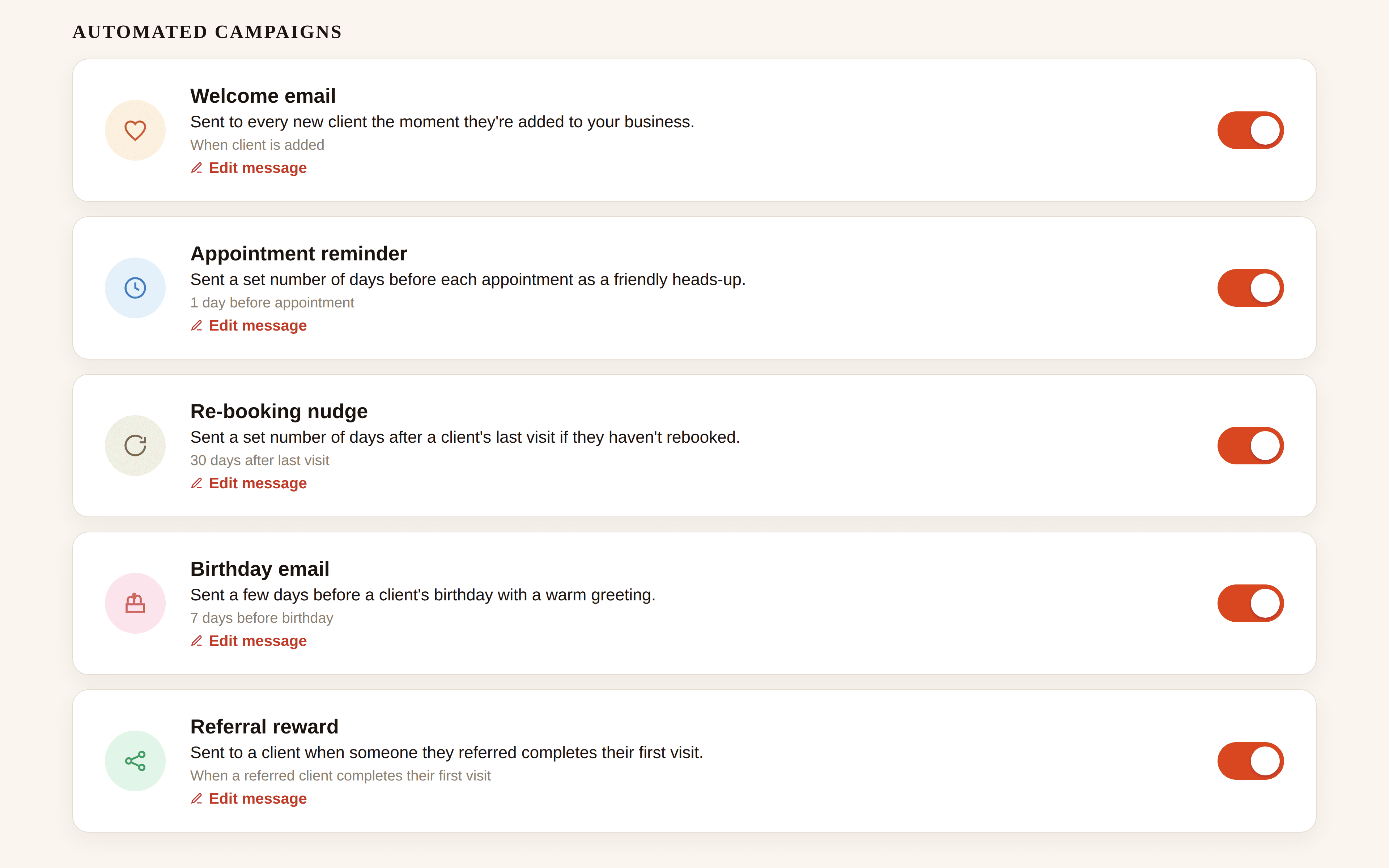 Campaigns: automated emails