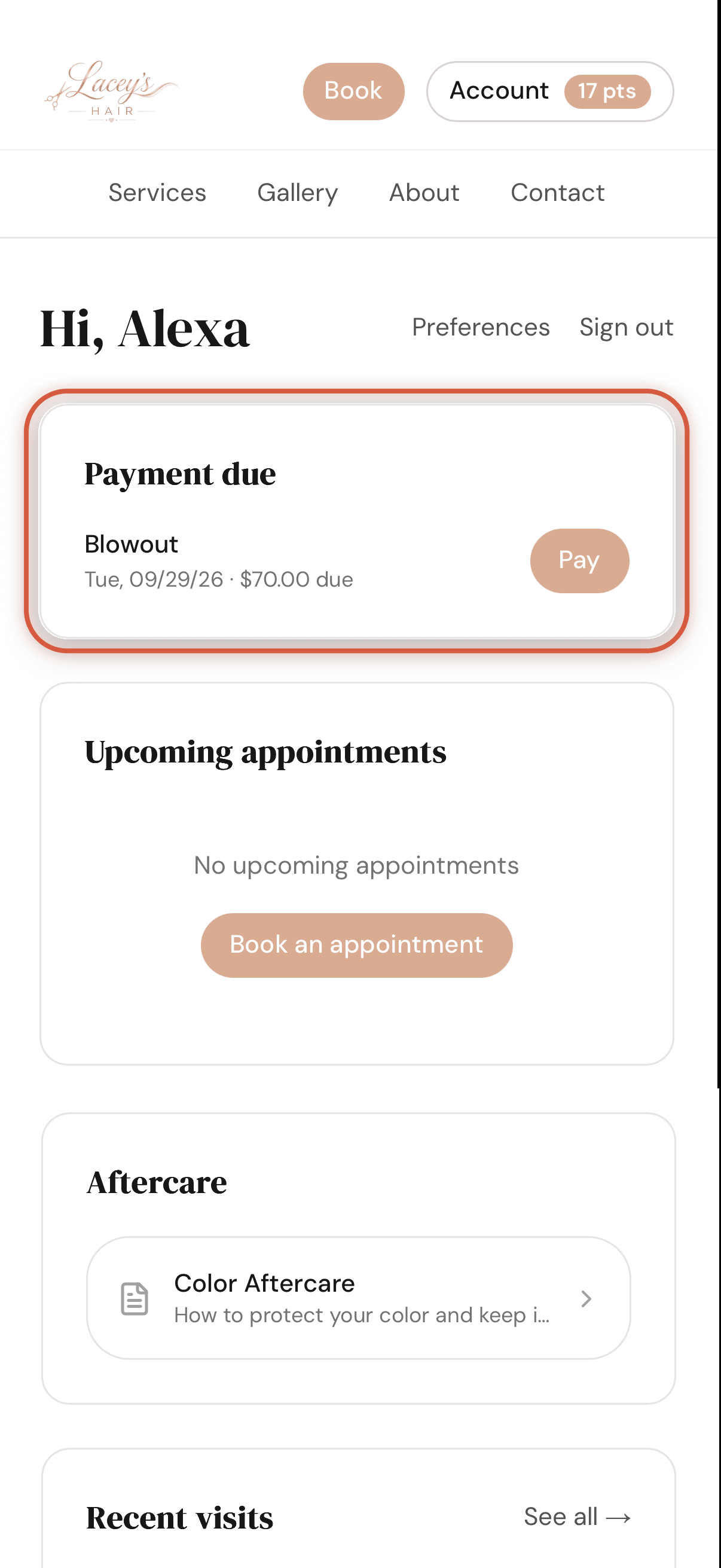 Client account: payment due