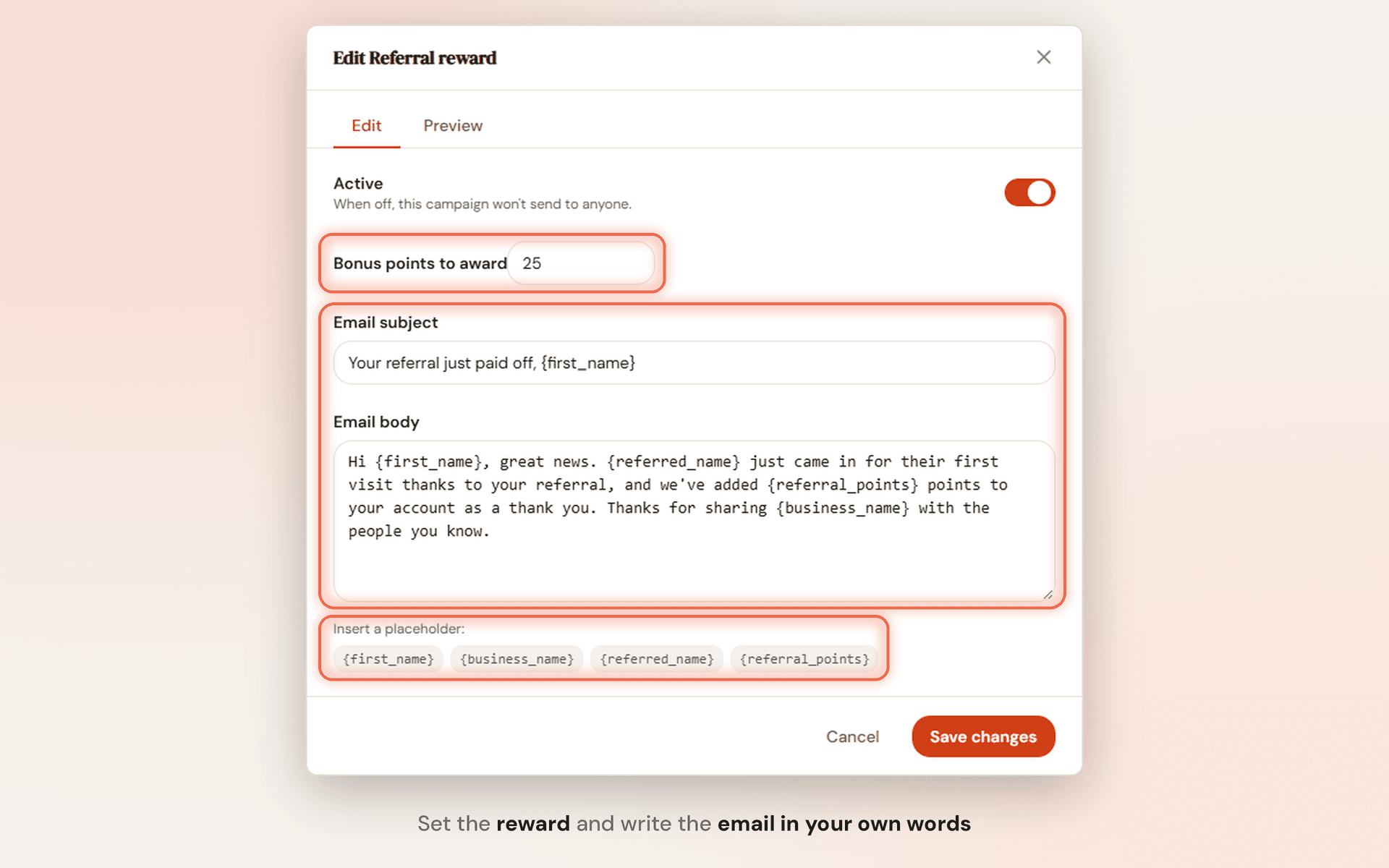 Referral settings